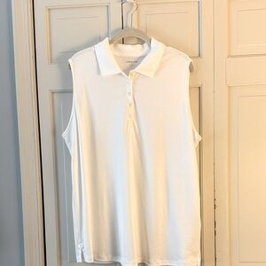 Lands' End Women's Classic White Sleeveless Supima Cotton polo shirt.  NWOT.
